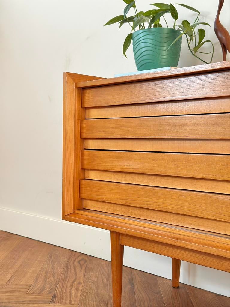 Vintage dressoir lowboard hout jaren 50/60/70 lades, Ophalen, Gebruikt, Vintage, 25 tot 50 cm