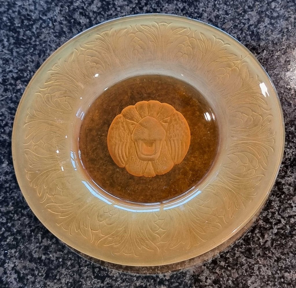 Art Deco uranium glas – schaaltje Jules Henri Vernon Zweden, Ophalen of Verzenden, Bord, Goud, Glas