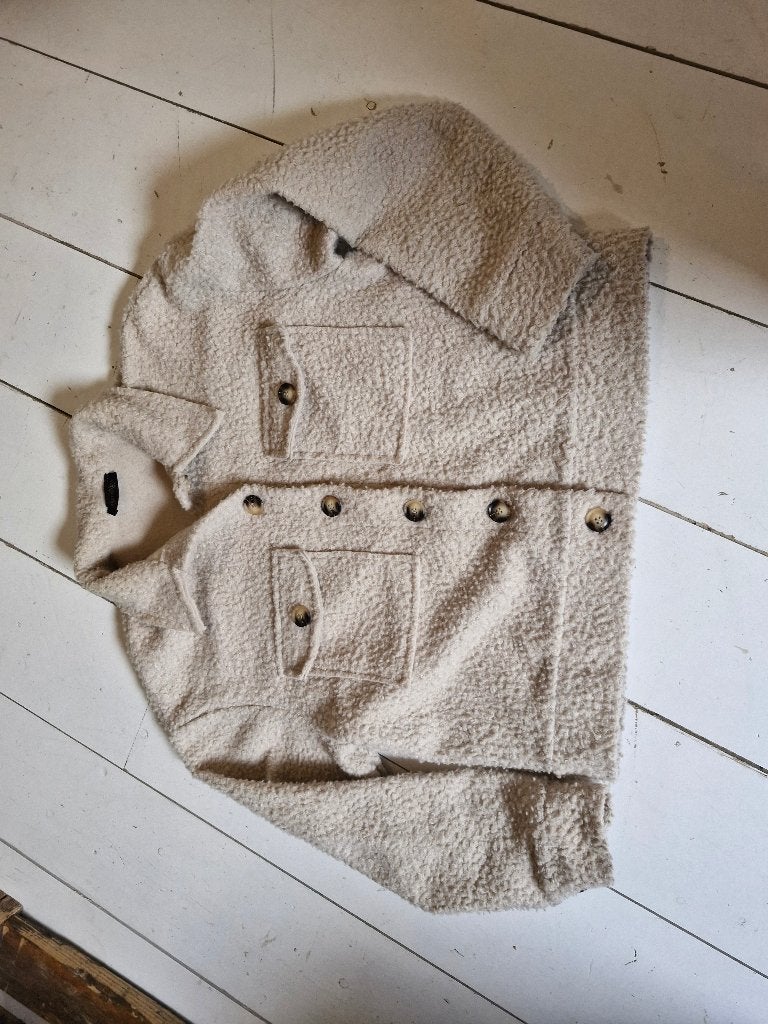 Sjacket one size beige teddy jas oversized, Ophalen of Verzenden, Zo goed als nieuw, Beige