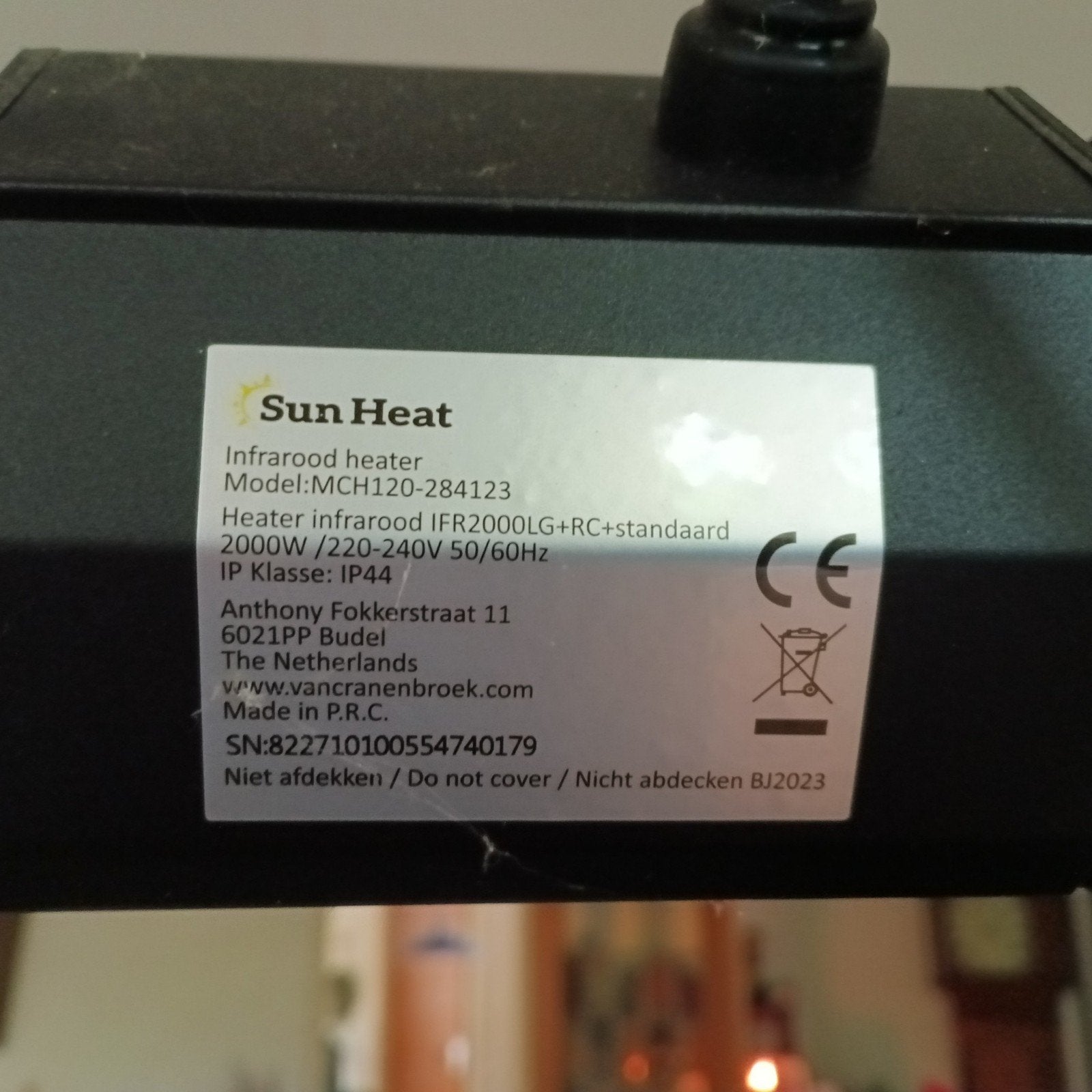 Sun Heat Infrarood Heater 2000W met standaard, Doe-het-zelf en Verbouw, Ophalen, Gebruikt, 800 watt of meer, Kachel