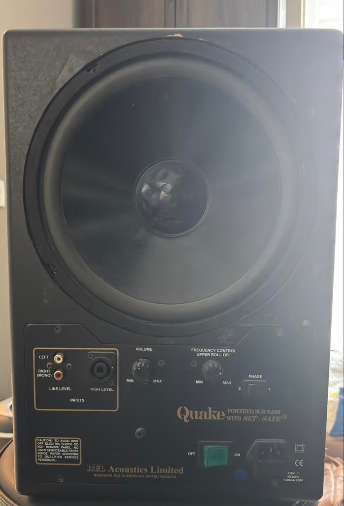 REL Quake Subwoofer - mcvoice gt25/40, Gebruikt, Subwoofer, 60 tot 120 watt, Ophalen