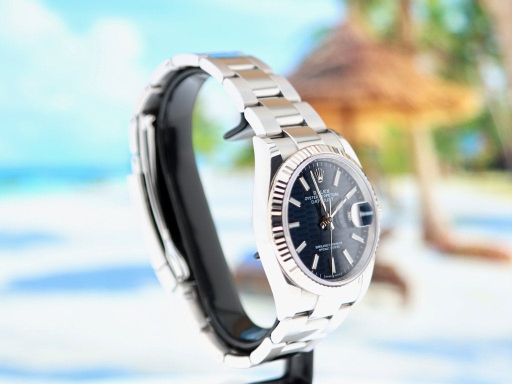 Rolex Datejust 36mm Bue Motif 126234 Briljante Staat 02-2022, Staal, Polshorloge, Ophalen of Verzenden, Zo goed als nieuw