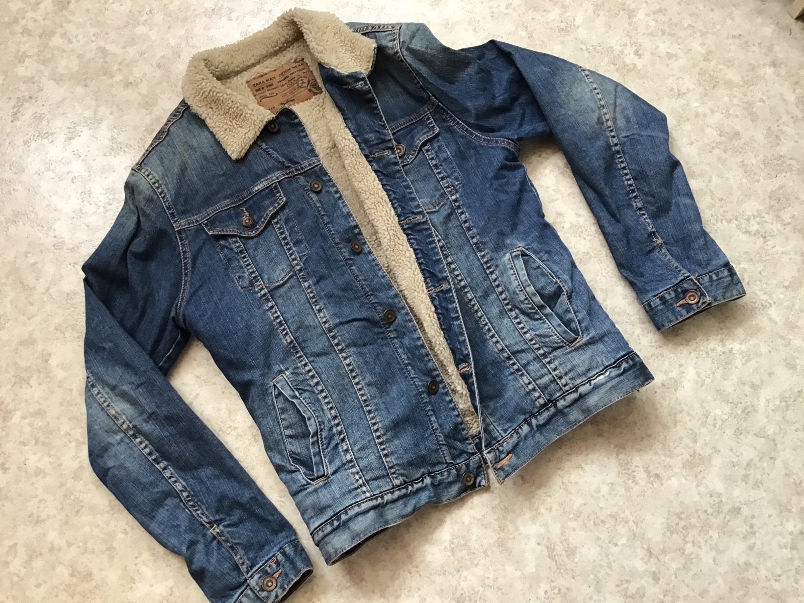 Zara spijkerjack met teddy voering - Maat M, Kleding | Heren, Jassen | Winter, Ophalen of Verzenden, Zo goed als nieuw, Maat 48/50 (M)