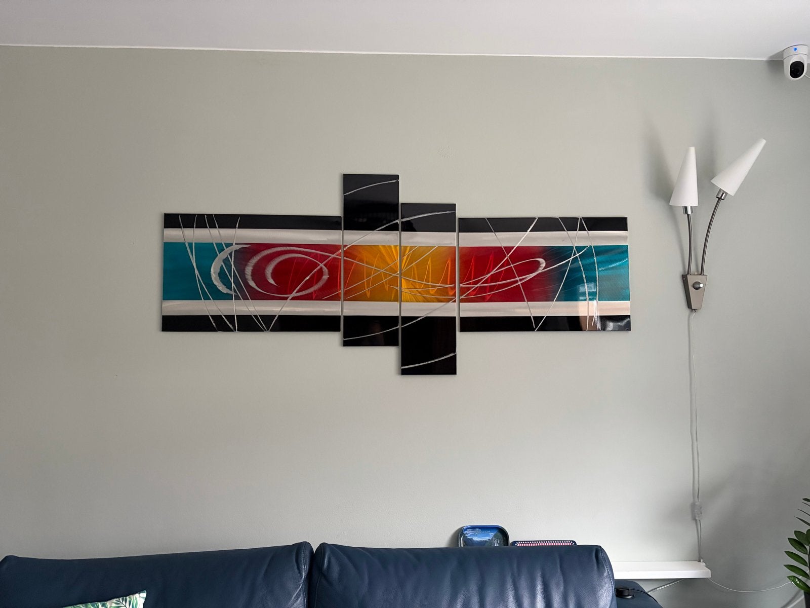 Handgemaakt Abstract Aluminium Kunstwerk - Kleurrijk Design, Antiek en Kunst, Ophalen, Abstract, Handgeschilderd, Overige technieken