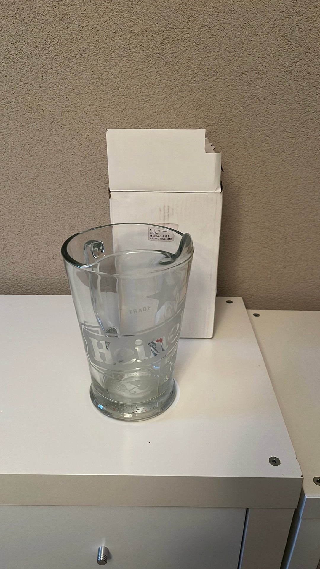 Heineken bierkan 1,8 liter, Ophalen, Zo goed als nieuw, Bierglas