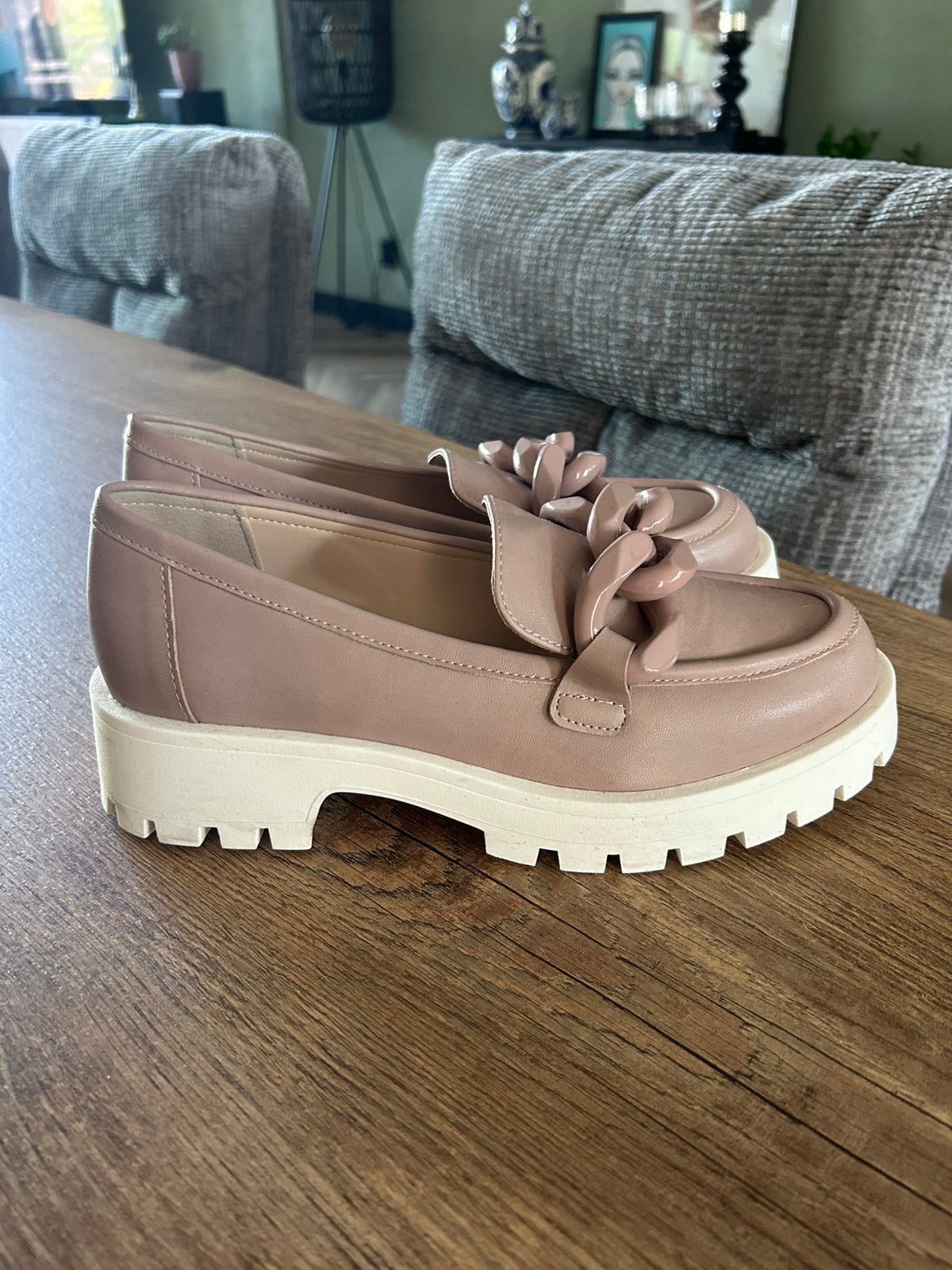 Leren loafers, Ophalen, Nieuw, Roze, Instappers