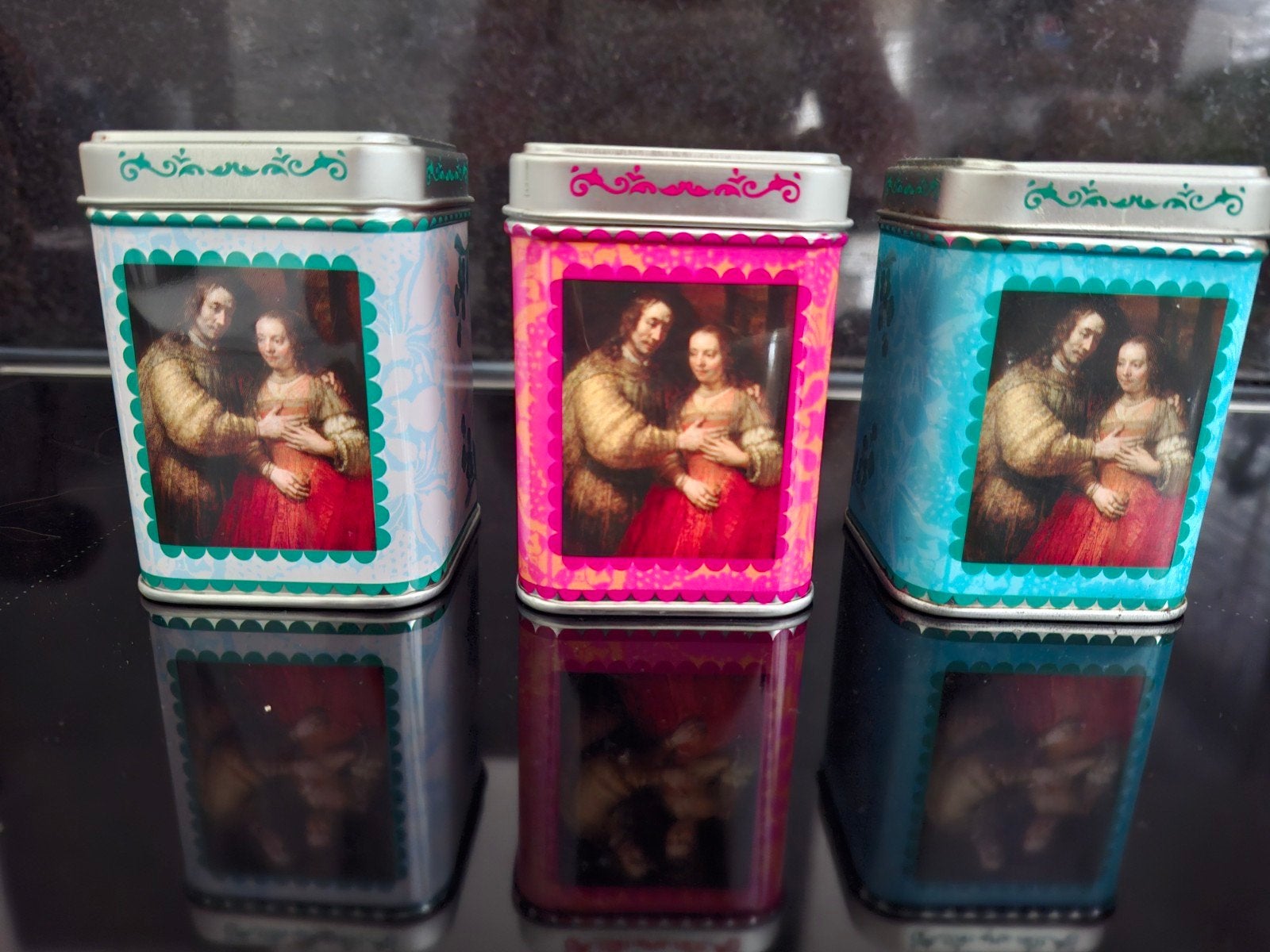 Set van 3 HEMA Rijksmuseum theeblikjes, Verzamelen, Ophalen of Verzenden, Zo goed als nieuw, Thee