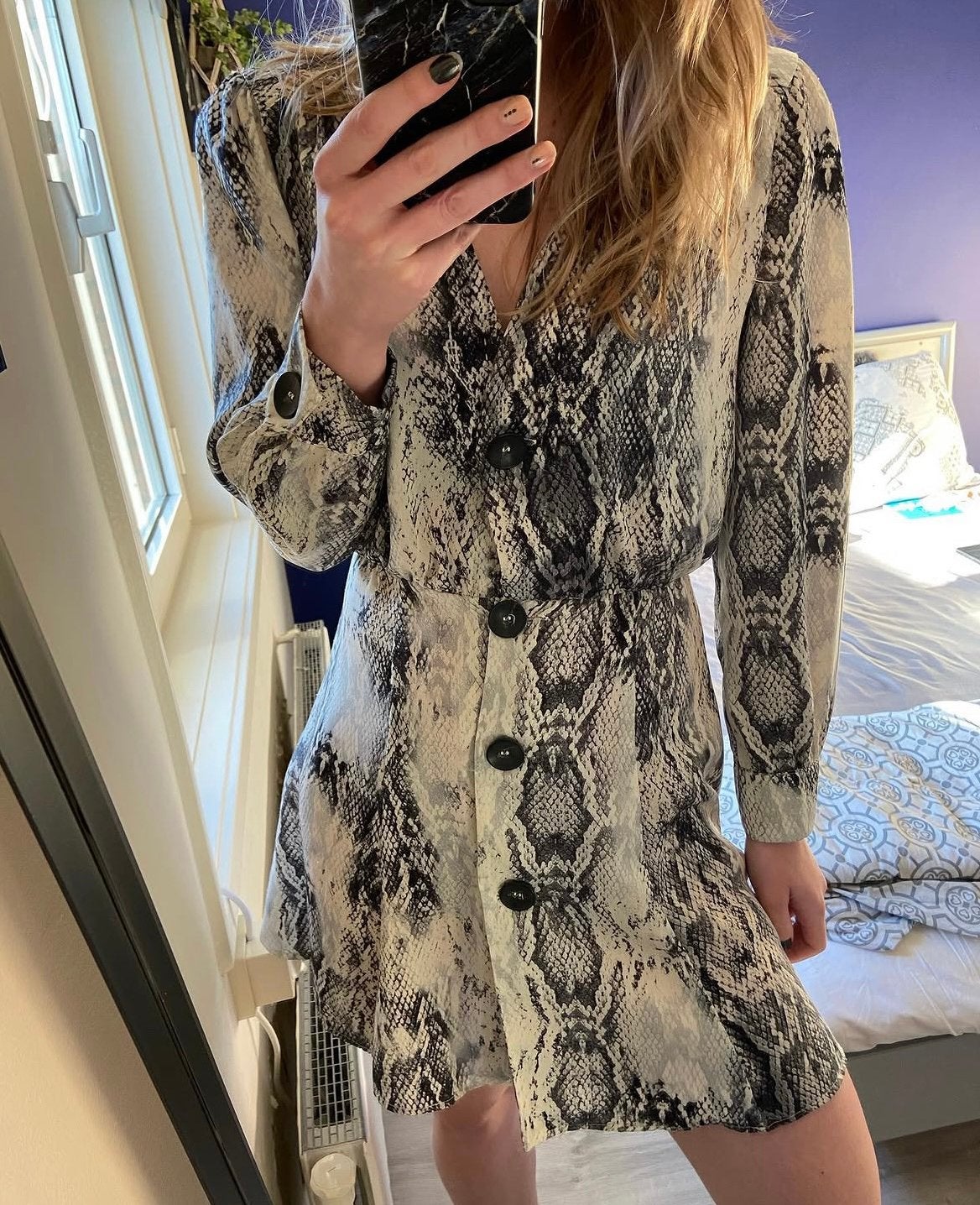 Zara jurk slangenprint maat S, Wit, Ophalen of Verzenden, Zo goed als nieuw, Maat 36 (S)