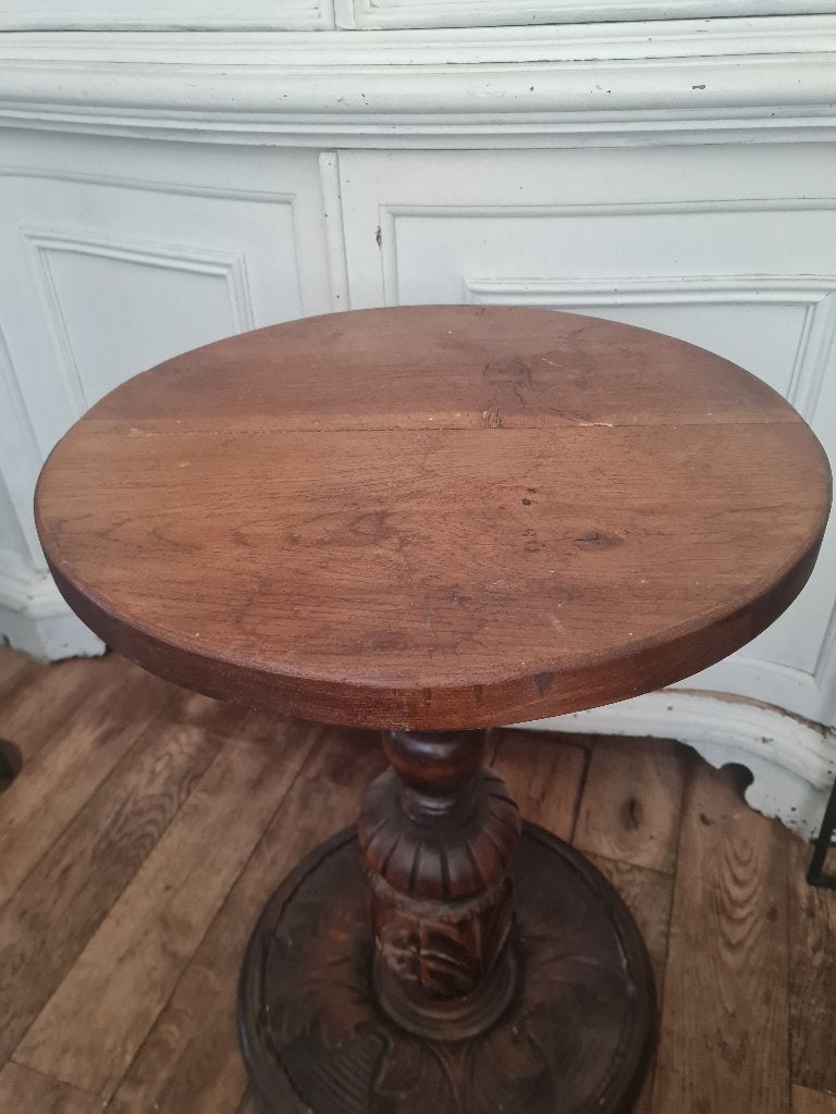 bijna antieke ronde wijntafel hand gesneden poot, Ophalen of Verzenden