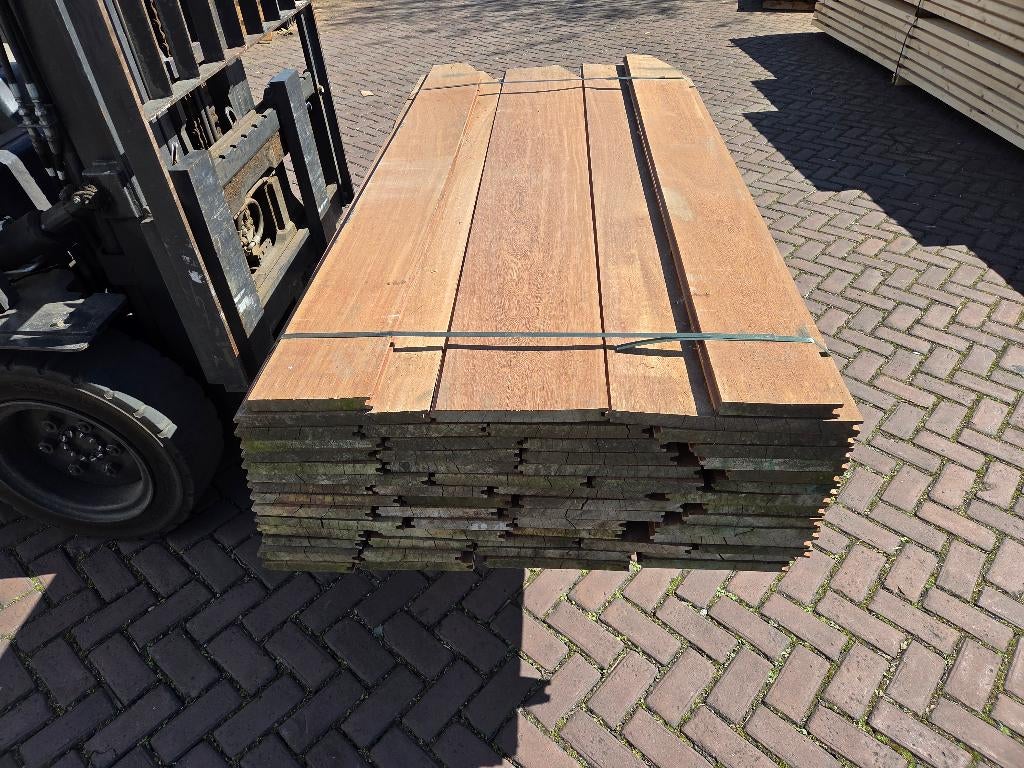 28 m2 Azobé hardhouten damwand 3 cm dik - nr: HP69, Tuin en Terras, Palen, Balken en Planken, Ophalen, Planken, Nieuw, Hardhout