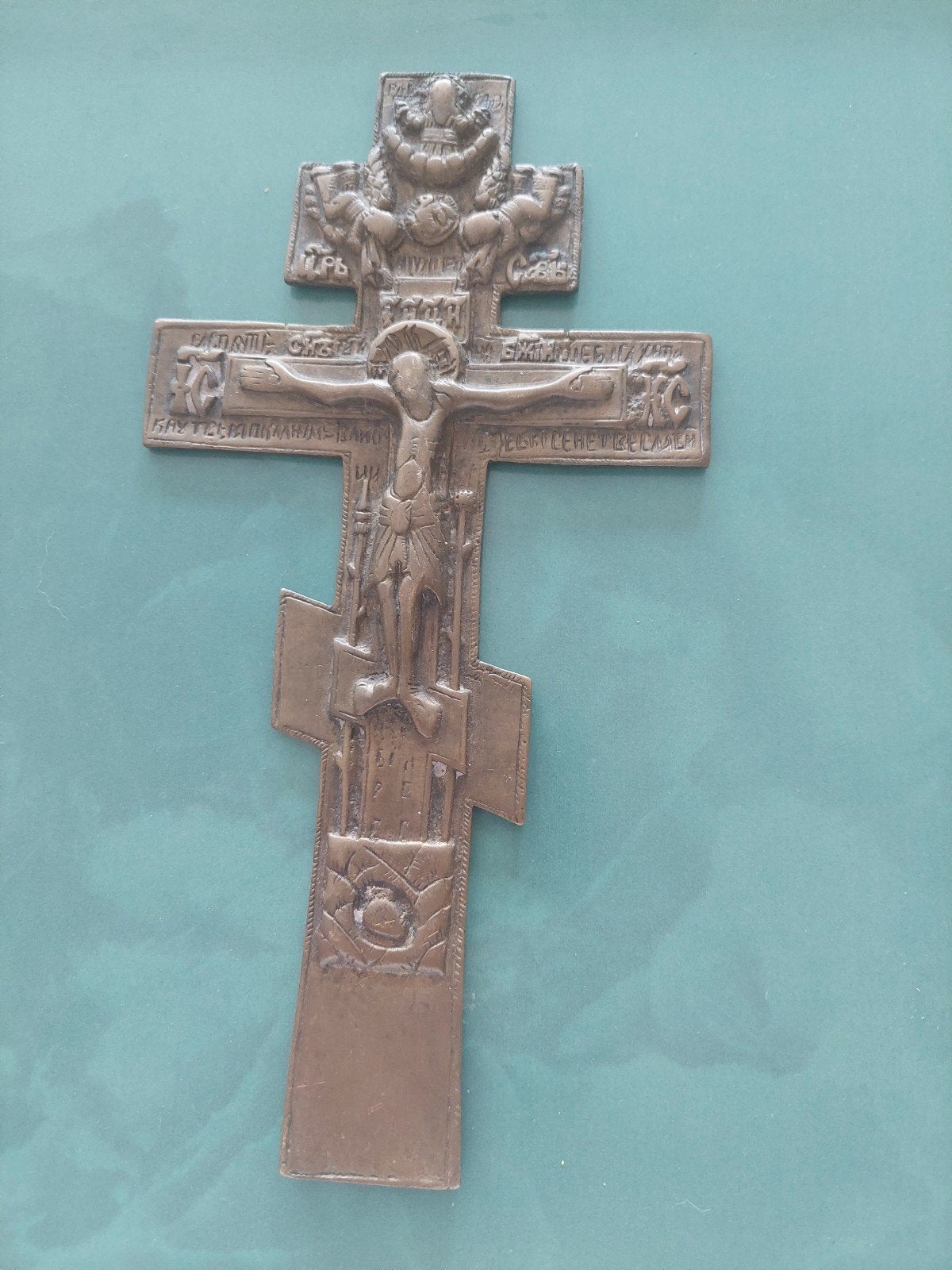 Middelgroot antiek Russisch Orthodox kruis. Gebruikt., Ophalen of Verzenden