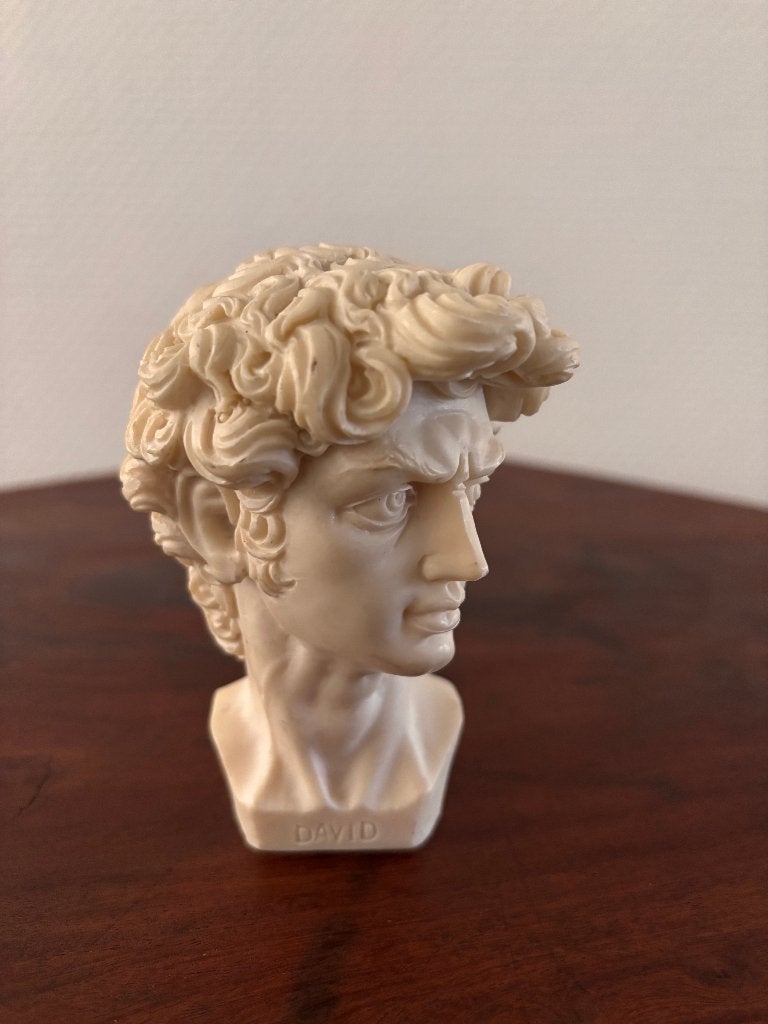 Vintage buste David van Michelangelo., Antiek en Kunst, Minder dan 20 cm, Buste, Ophalen of Verzenden, Gemerkt