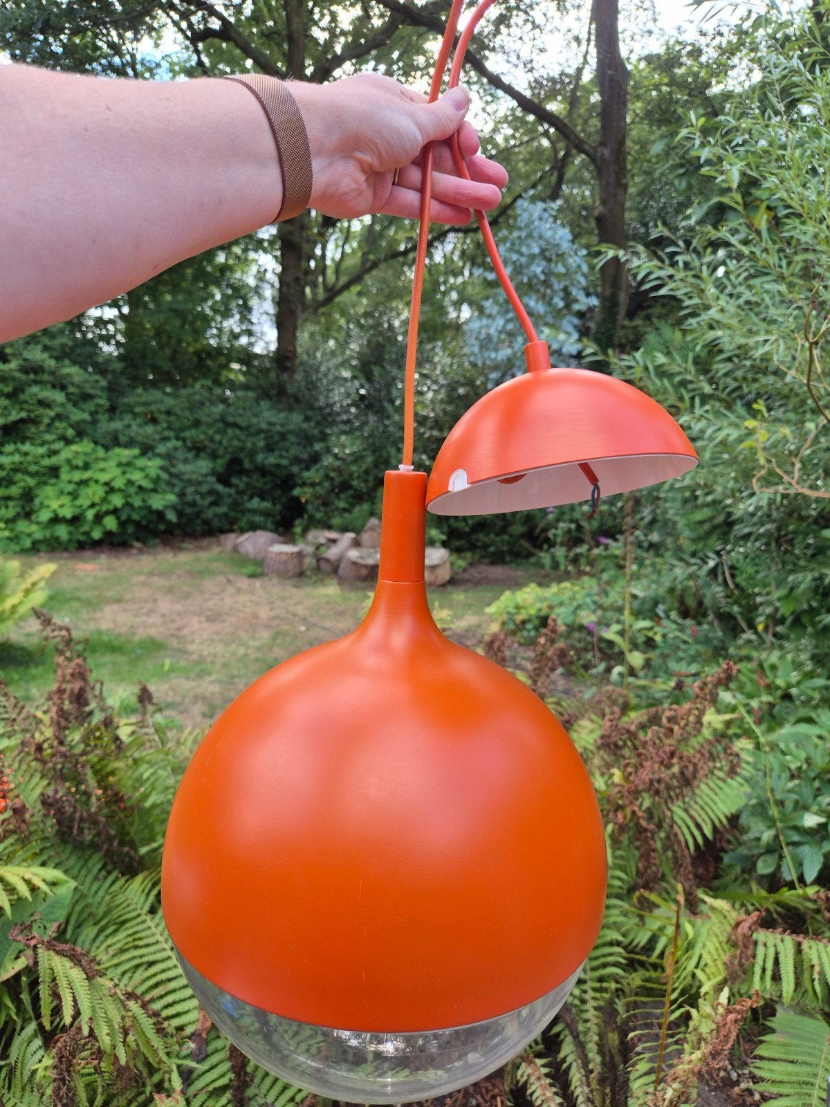 Vintage IKEA Väster hanglamp oranje met LED, zgan, Ophalen, Zo goed als nieuw, Minder dan 100 cm, Modern
