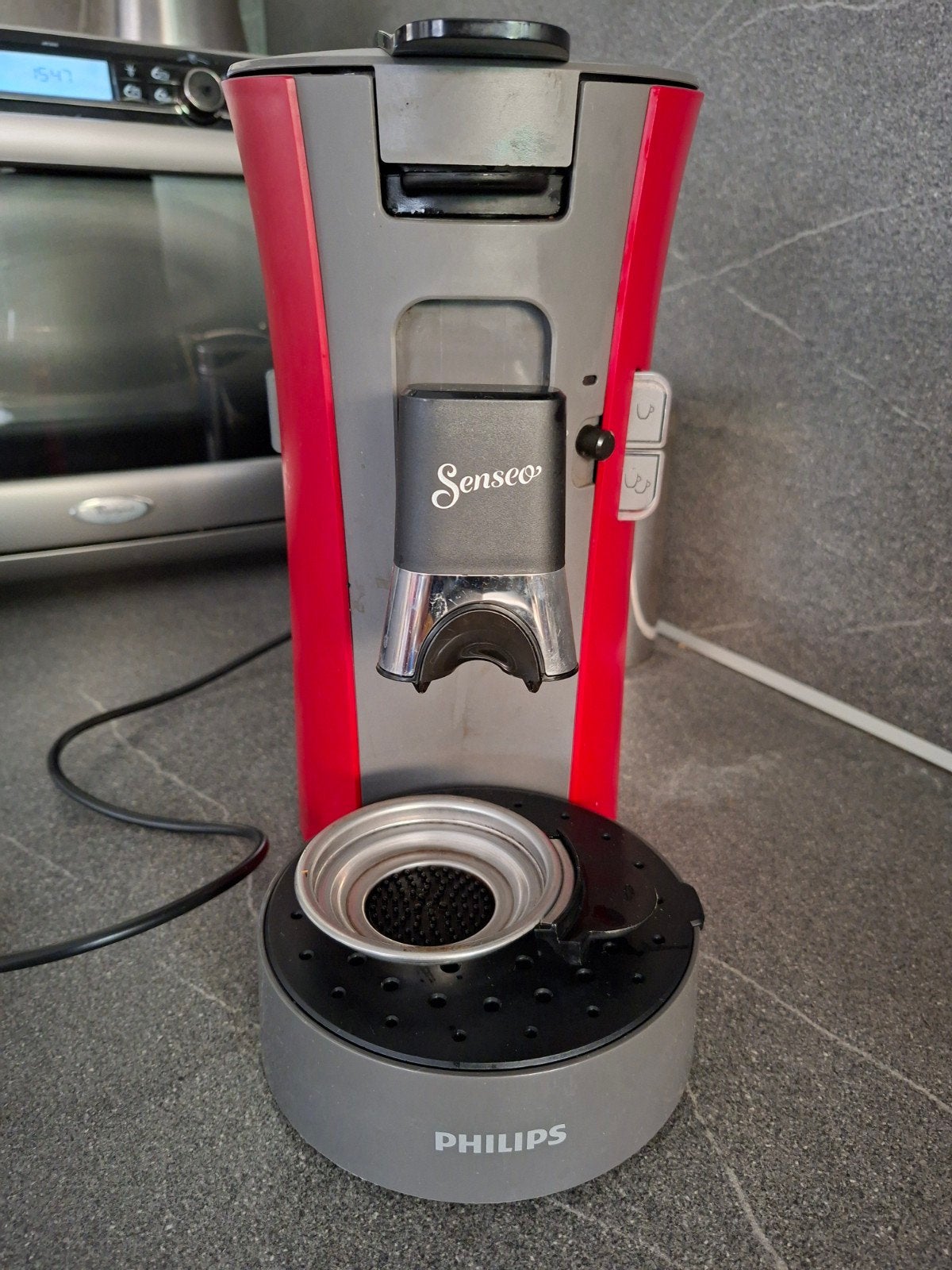 Philips SENSEO BORDEAUX ROOD  koffiepad machine....., Gebruikt, Koffiemachine, Ophalen of Verzenden, Koffiepads en cups