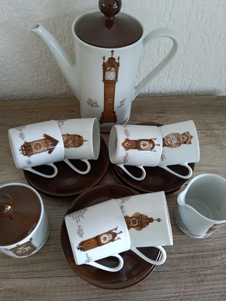 Vintage Koffieservies met Klokkenmotief - 6 Personen, Ophalen of Verzenden