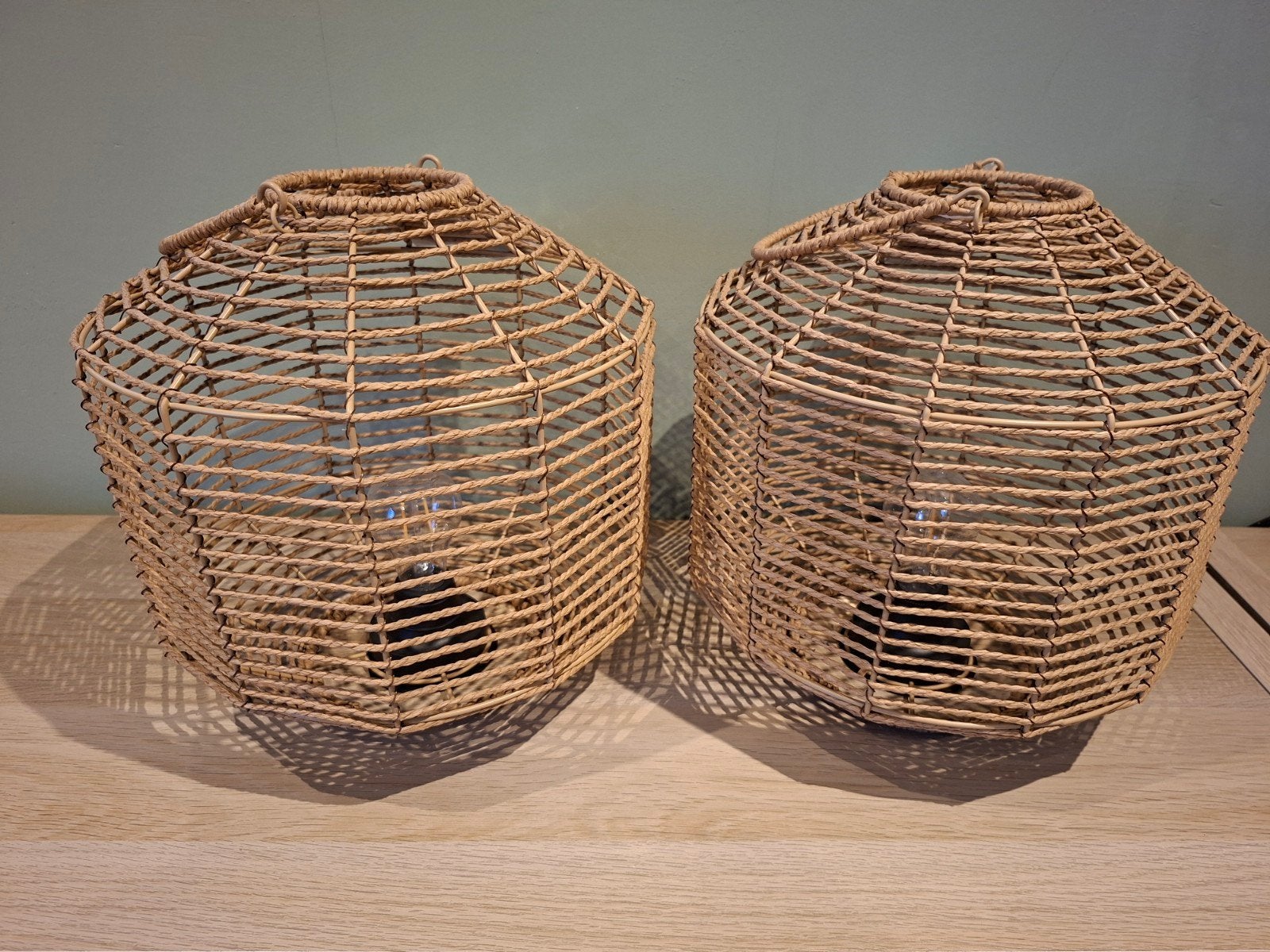 Set van 2 rotan lampenkappen - Bohemian/Ibiza stijl, Ophalen, Bohemian, Overige merken, Natuurlijk materiaal