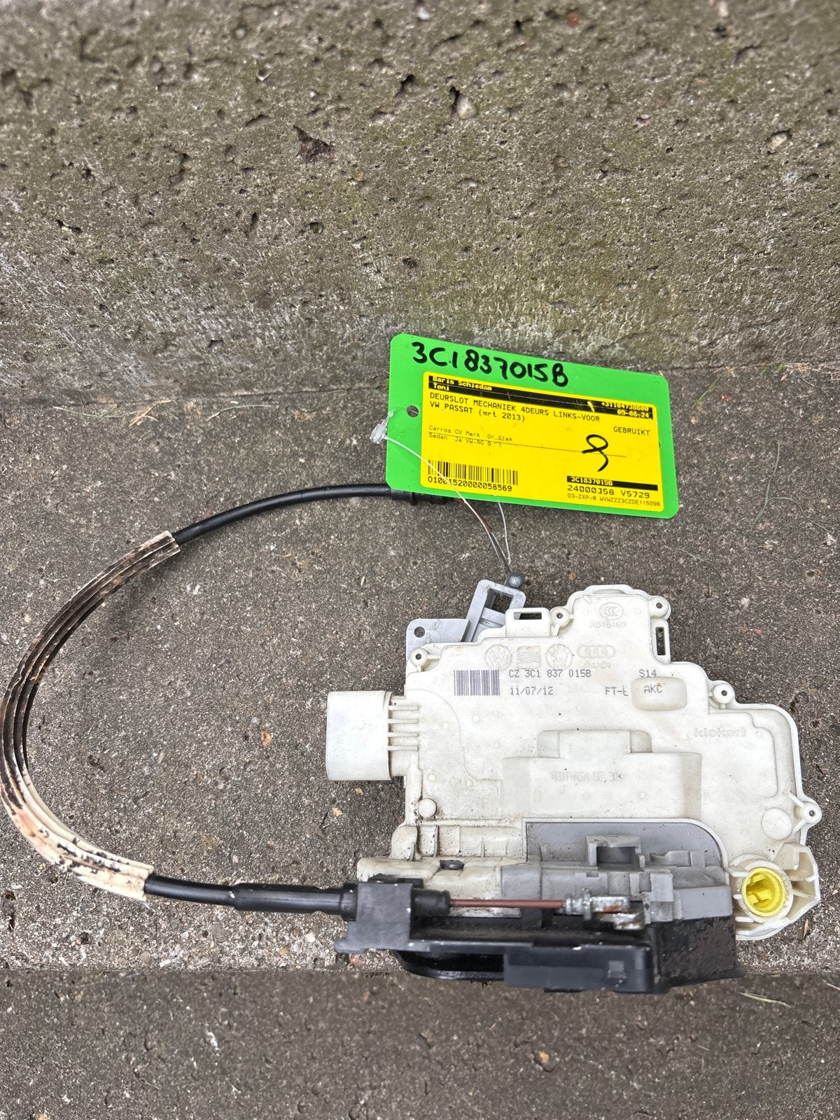 Deurslot mechaniek links-voor VW Passat 3C1 837 015B, Gebruikt, Ophalen of Verzenden, Volkswagen, Voor