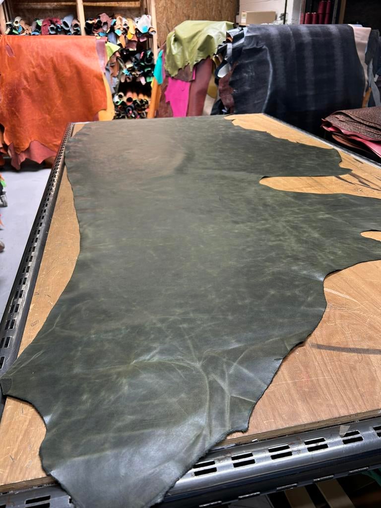 Soldaat groen camo halve huid 1.1 mm dikte soepel&glad 263, Leer of Kunstleer, Ophalen of Verzenden, Zo goed als nieuw, 30 tot 120 cm