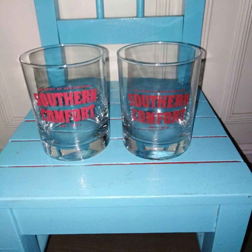 Southern Comfort glazen rood logo set van 2 stuks, Verzamelen, Glas en Borrelglaasjes, Ophalen, Zo goed als nieuw, Overige typen