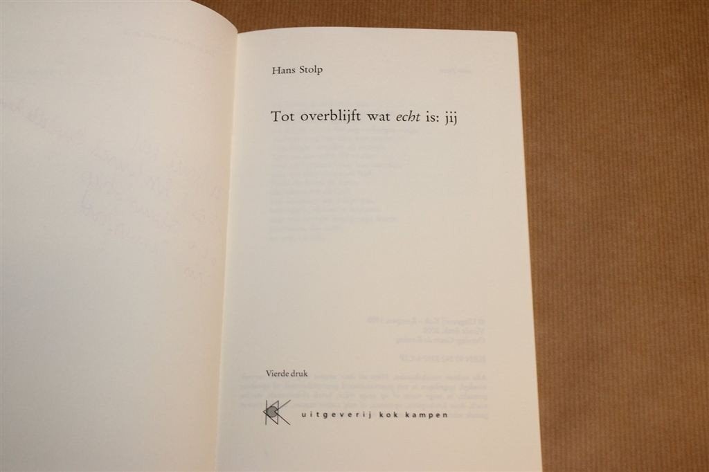 Tot Overblijft Wat Echt Is — Jij & Gedichten Hans Stolp, Ophalen of Verzenden, Gelezen