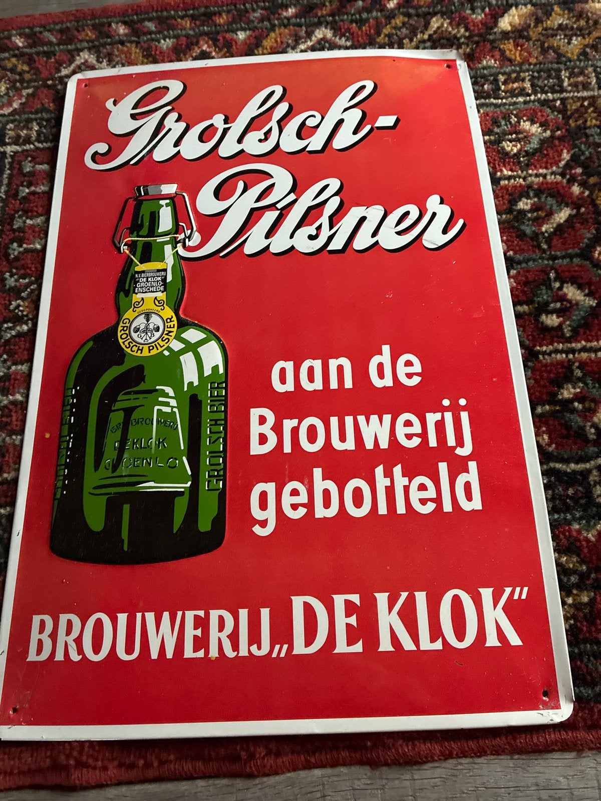 Grolsch Pilsner Reclamebord Brouwerij De Klo, Ophalen of Verzenden, Reclamebord