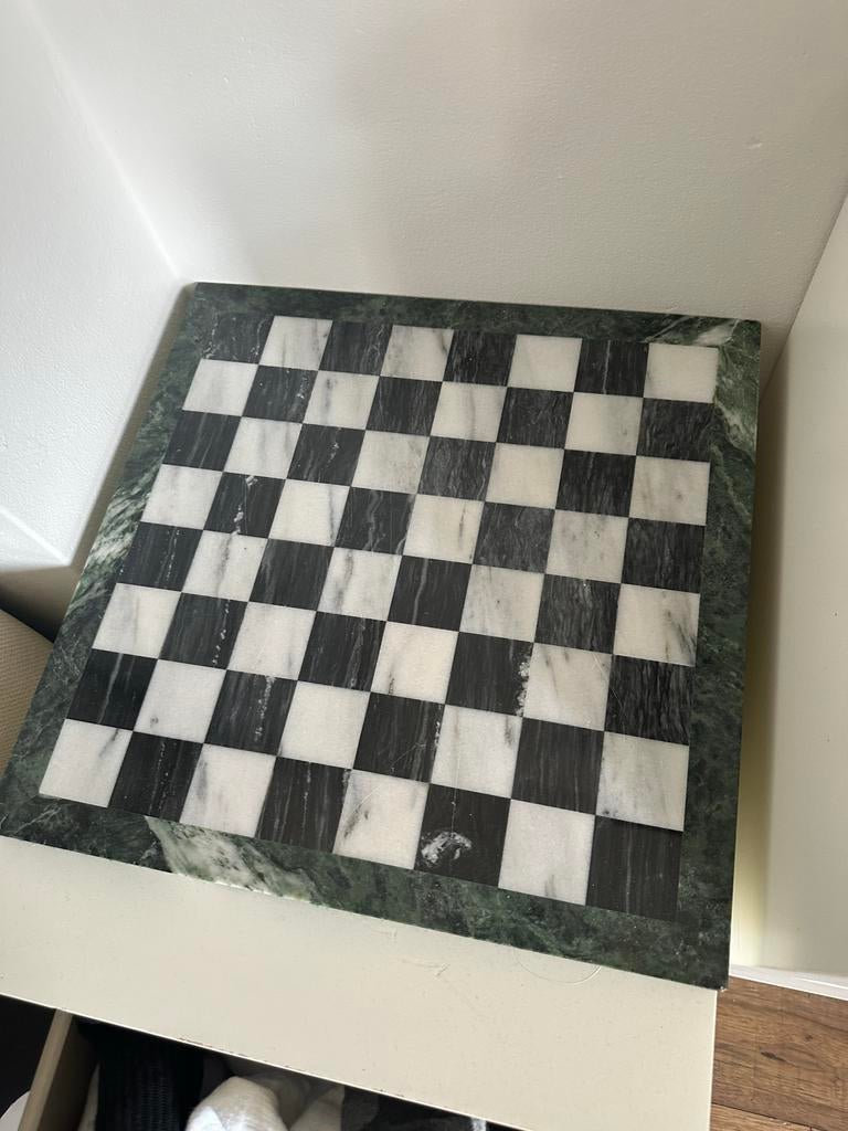Groot marmeren schaakbord met schaakstukken, Ophalen, Minder dan 500 stukjes, Gebruikt, Schaken