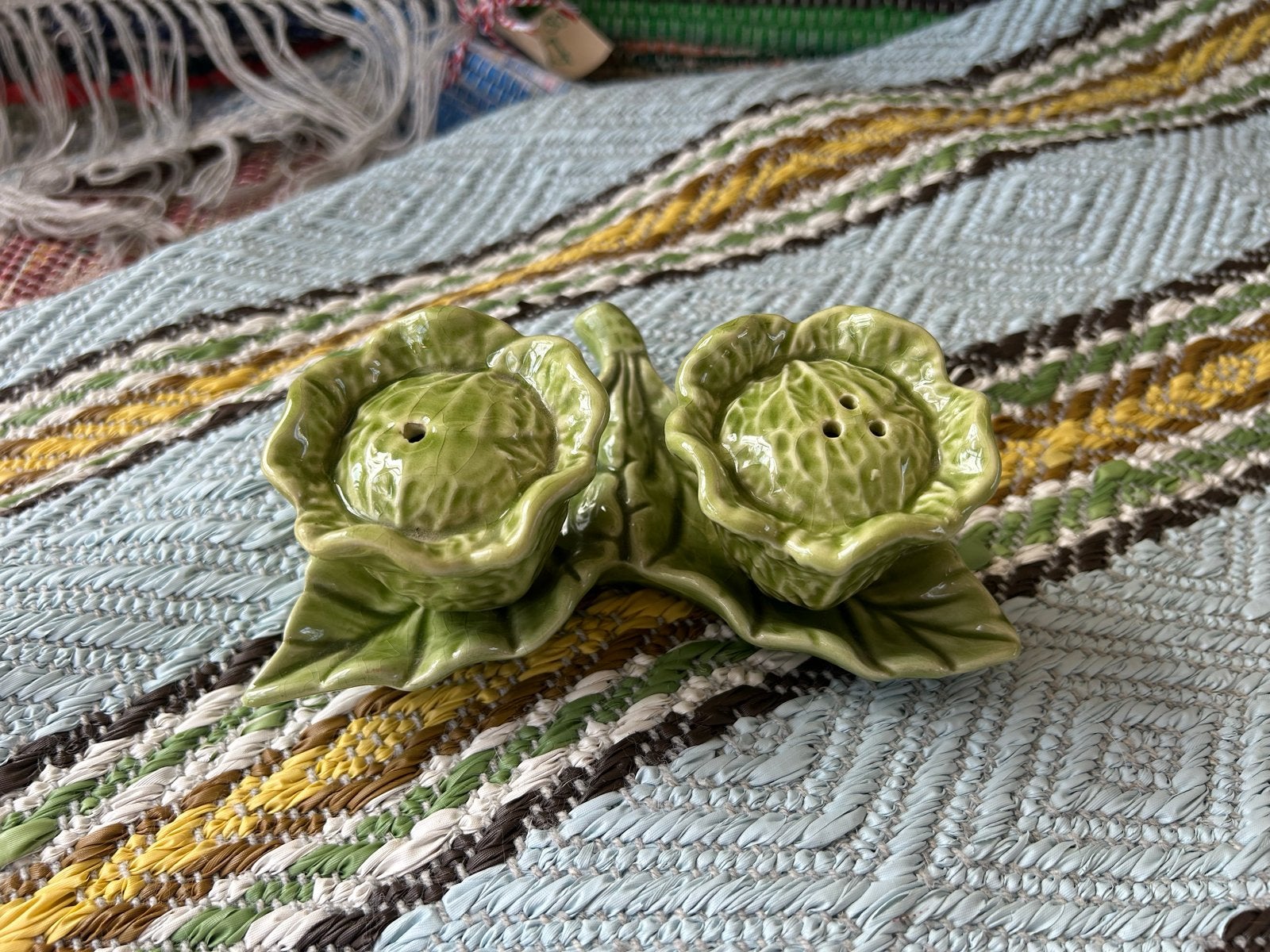 Bordallo Pinheiro Groenekool Peper- en Zoutstel uit Portugal, Ophalen of Verzenden