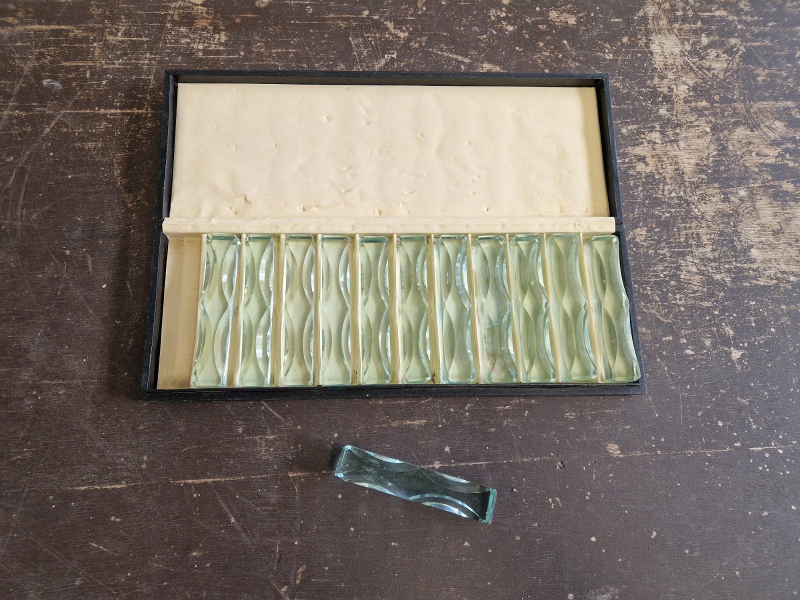 Vintage kristallen messenleggers in etui, Antiek en Kunst, Ophalen of Verzenden