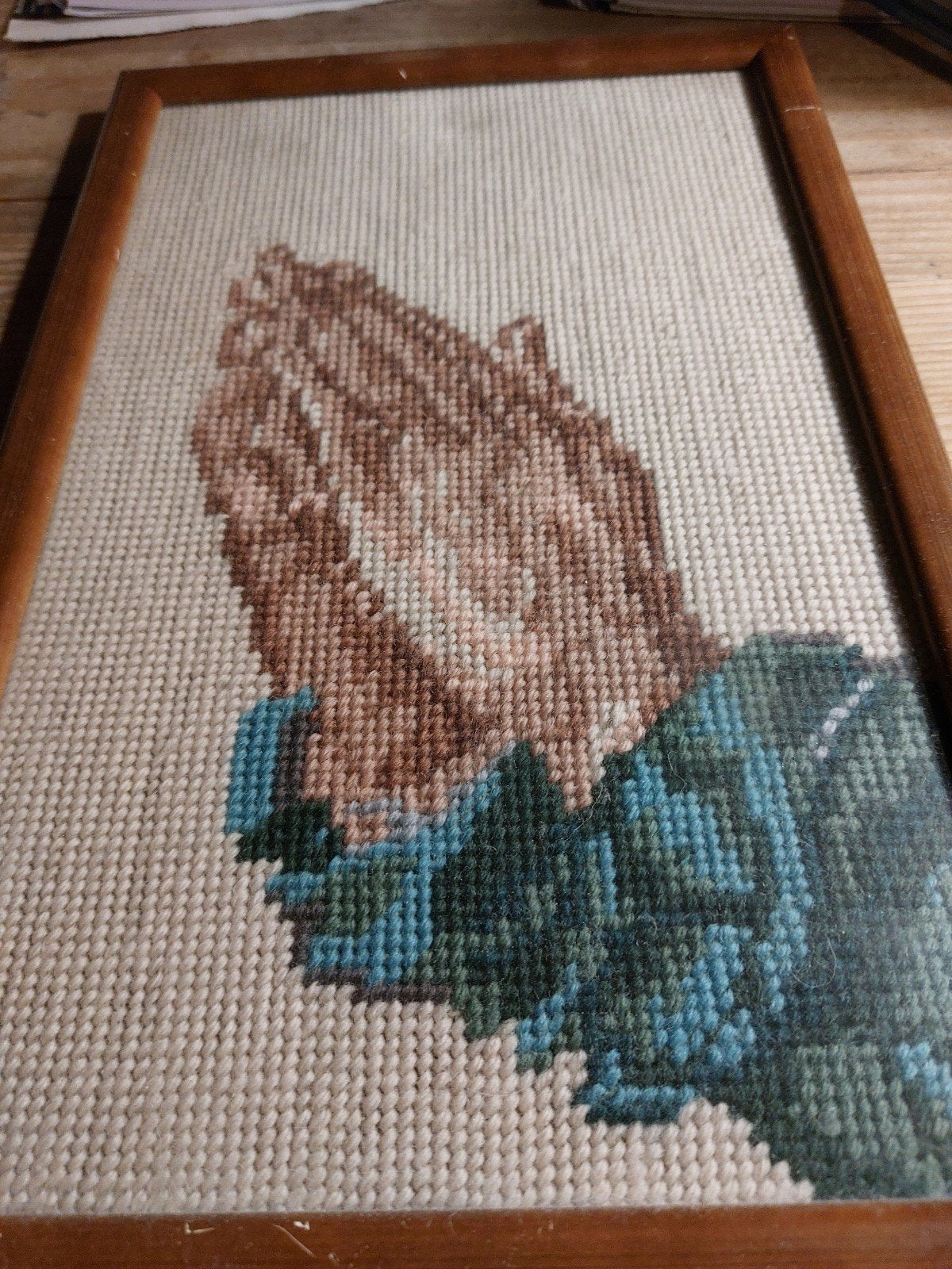 Geborduurd schilderij: Biddende handen (grof), Ophalen of Verzenden, Gebruikt, Handborduren, Overige typen