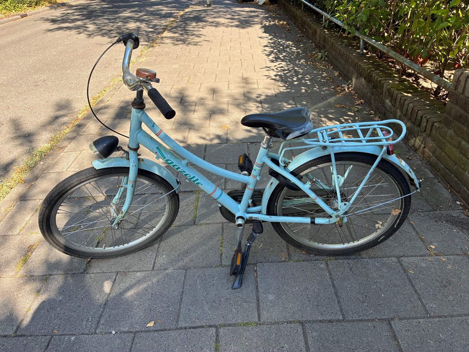 Gazelle kinderfiets - 22 inch - lichtblauw, Ophalen, Gebruikt, Velgrem, Handrem