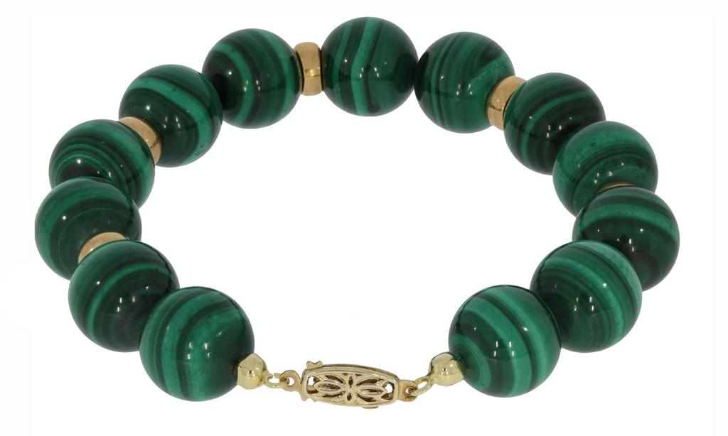 Malachiet edelsteen 14k gouden armband spacers dames vintage, Sieraden, Tassen en Uiterlijk, Antieke sieraden, Verzenden, Goud