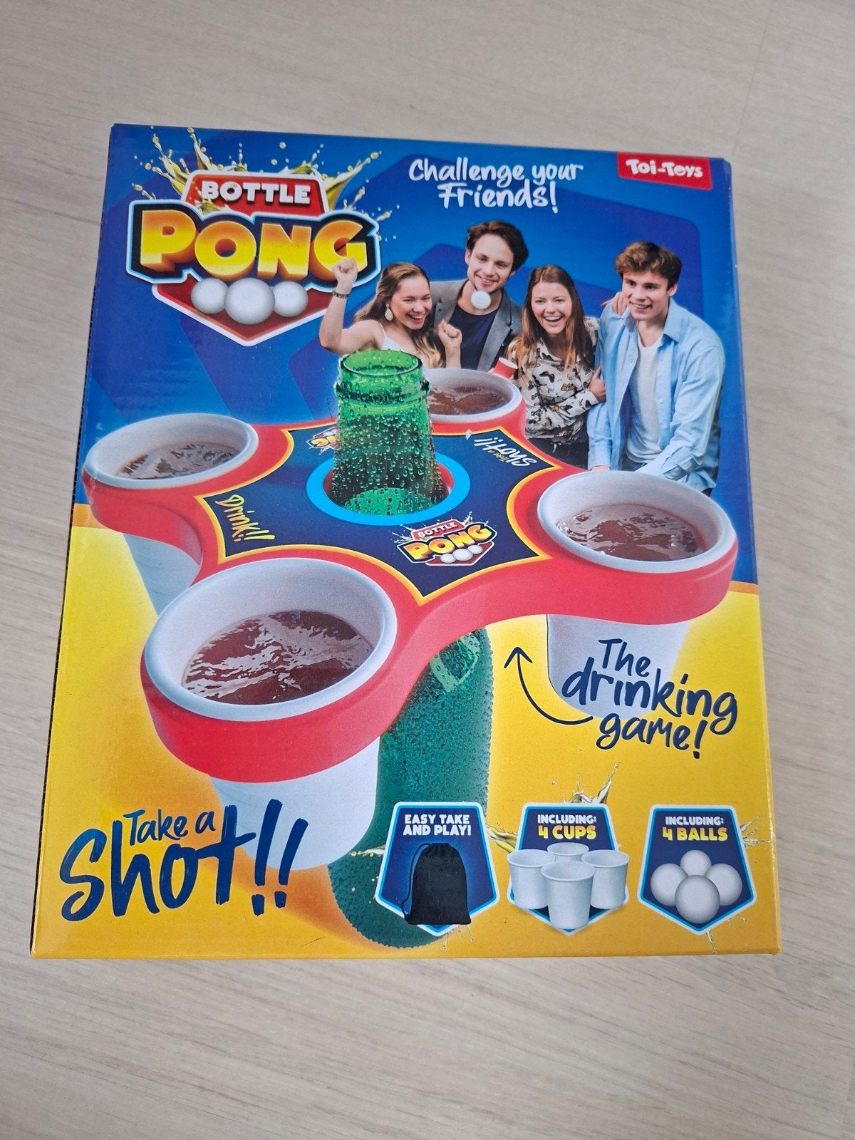 Bottle Pong Drinkspel - Uitdagend Feestspel voor Vrienden, Drie of vier spelers, Ophalen of Verzenden, Nieuw, Toi-Toys
