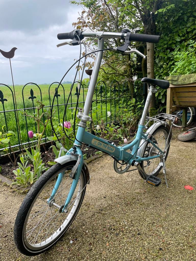 Hema Vouwfiets - Lichtblauw, Compact en Handig, Fietsen en Brommers, Fietsen | Vouwfietsen, 20 inch of meer, Gebruikt, Velgrem