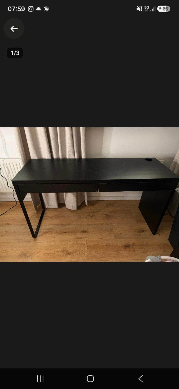 Ikea Micke Bureau - Zwart met lades, Ophalen, Gebruikt, Spaanplaat of MDF, IKEA