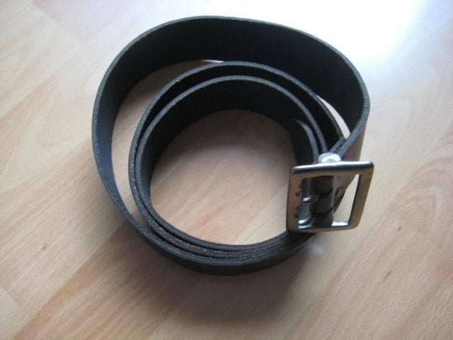 Riem leer met dubbel pin gesp, Ophalen of Verzenden, Nieuw, Zwart