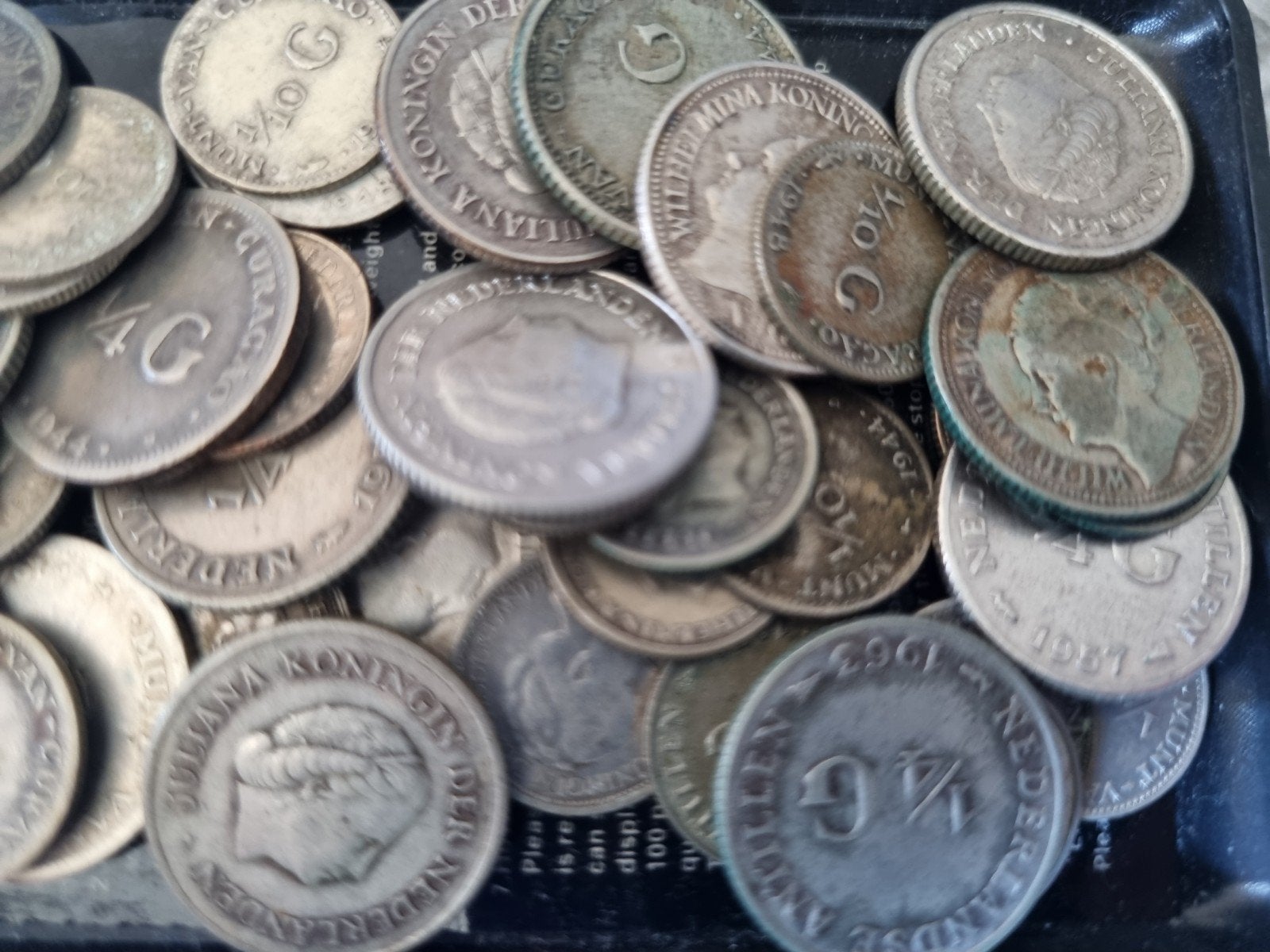 Lotje zilveren 10 en 25 cent nl antillen en curaçao, Ophalen of Verzenden, Koningin Juliana, 25 cent, Zilver
