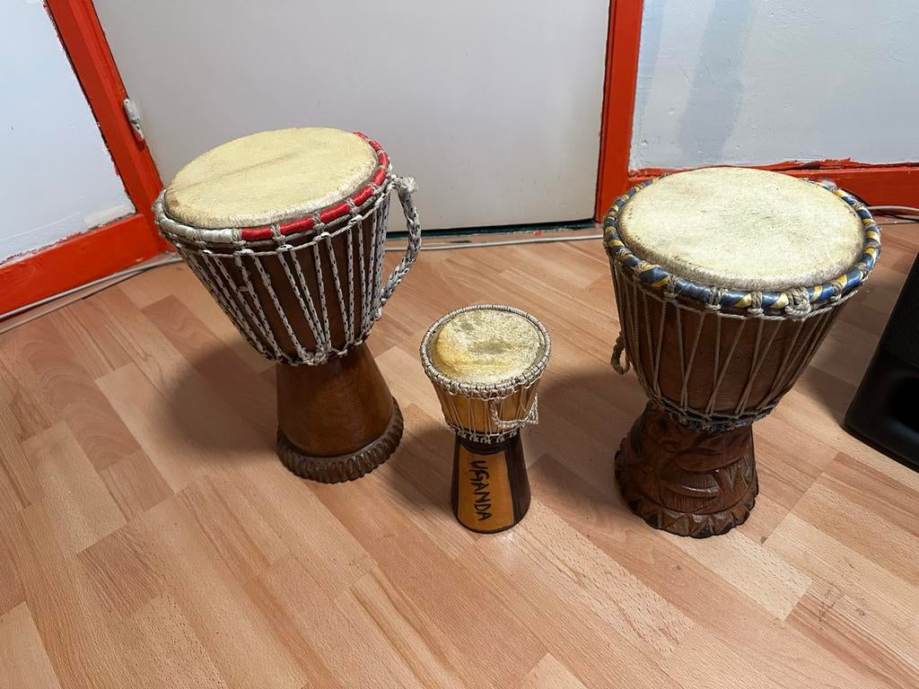 Set van 3 Afrikaanse djembes, Ophalen of Verzenden, Gebruikt, Overige merken