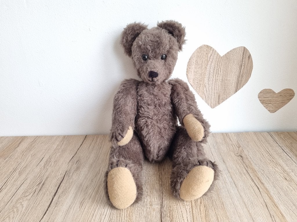 Prachtige Vintage Duitse Grote Bruine Teddy Beer Wol Mohair, Verzenden, Gebruikt, Stoffen beer, Overige merken