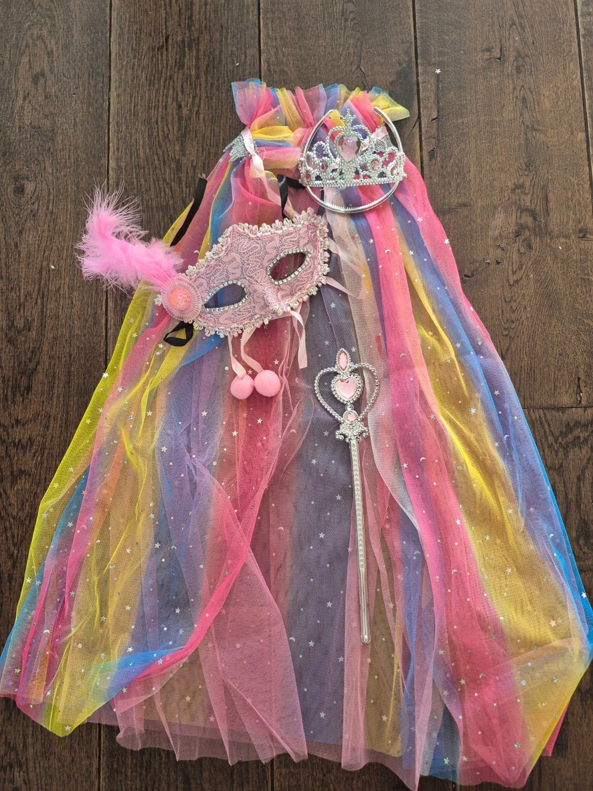 Elsa Prinsessenjurk met Kroon, Staf en Masker, Kinderen en Baby's, Meisje, 110 t/m 116, Onbekend, Nieuw
