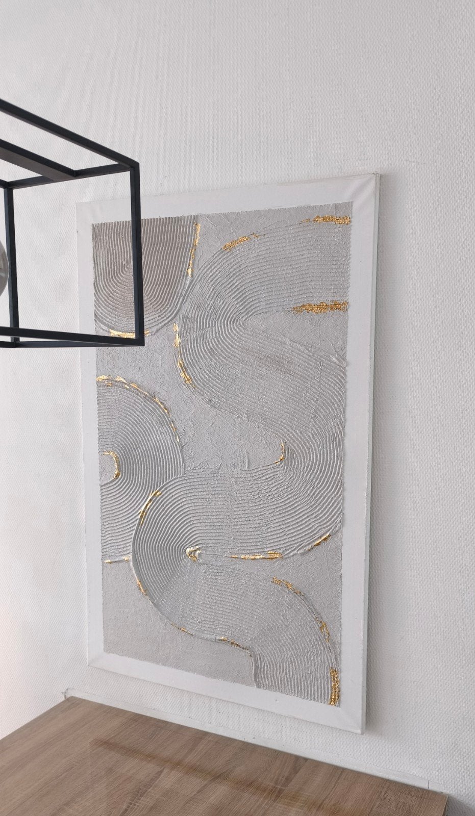 Handgemaakt abstract structuurschilderij – 75  120 cm, Ophalen, 100 tot 150 cm, Nieuw, Rechthoekig