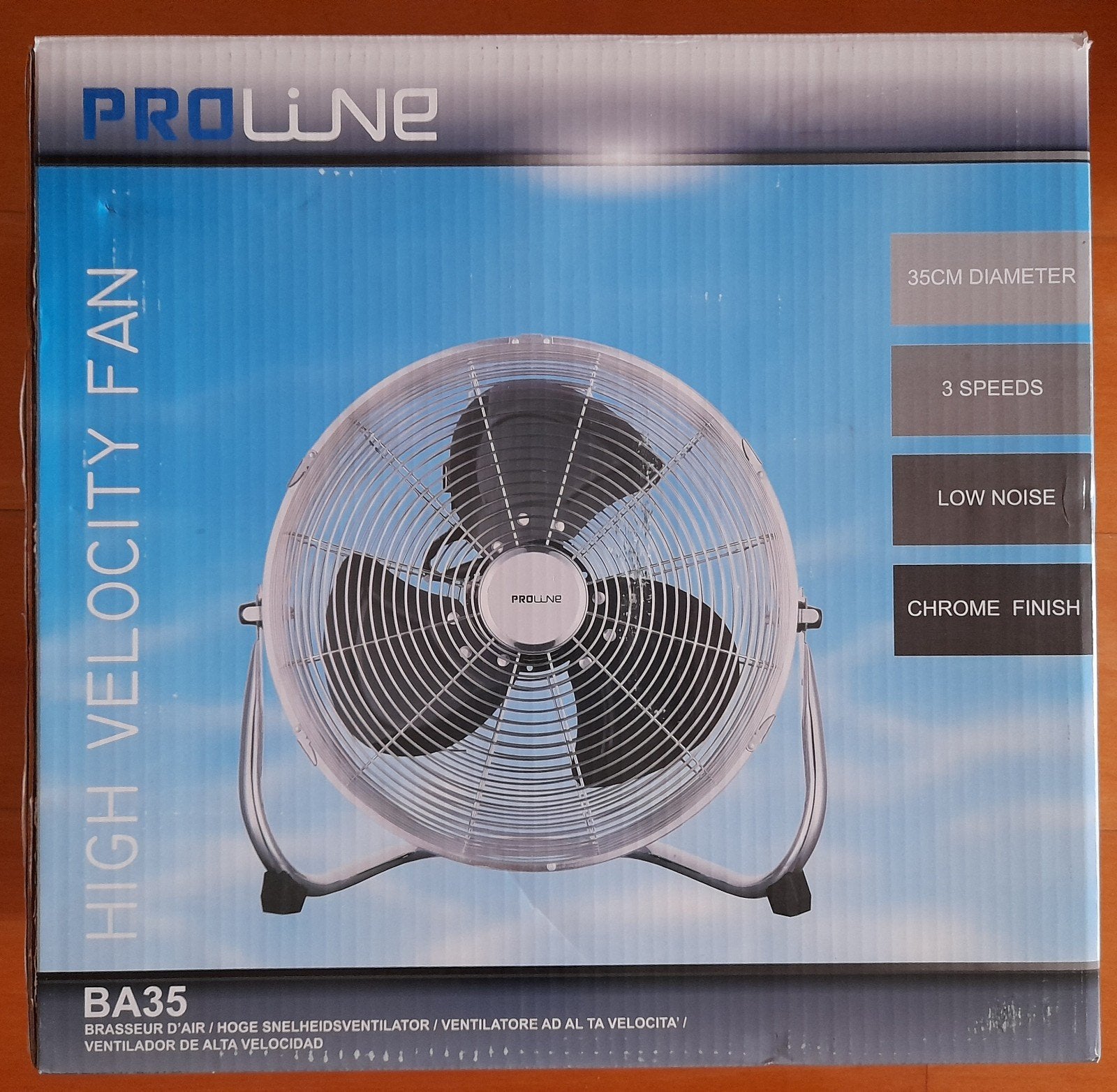 Proline Ventilator Chroom BA35 3 snelheden nieuwstaat, Witgoed en Apparatuur, Ophalen of Verzenden, Zo goed als nieuw, Vloerventilator
