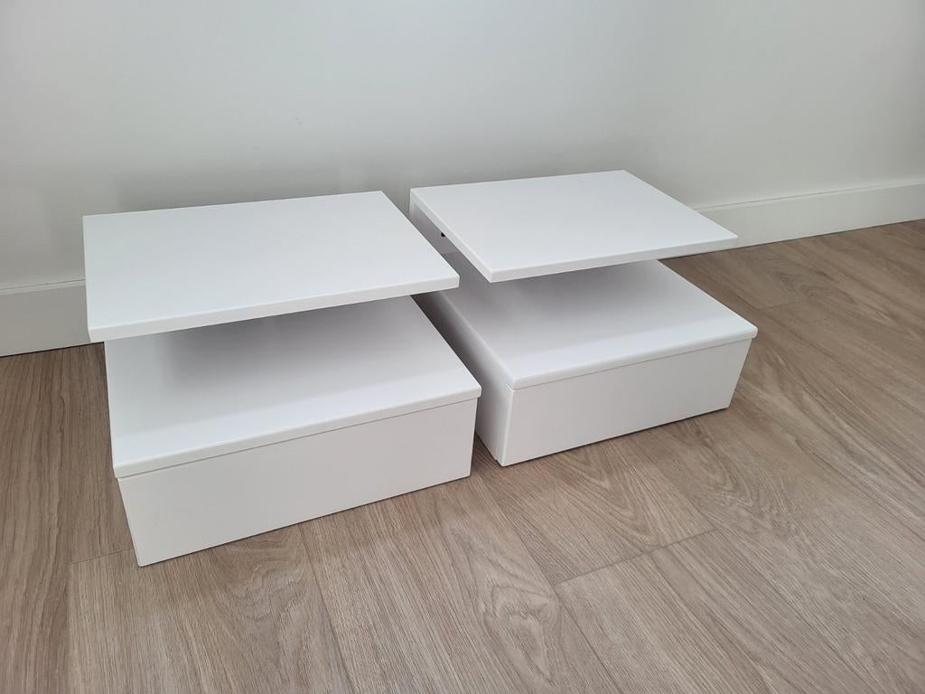 Zwevende witte nachtkastjes met lade, set van 2, Ophalen, Nieuw, Minder dan 45 cm, Minder dan 55 cm
