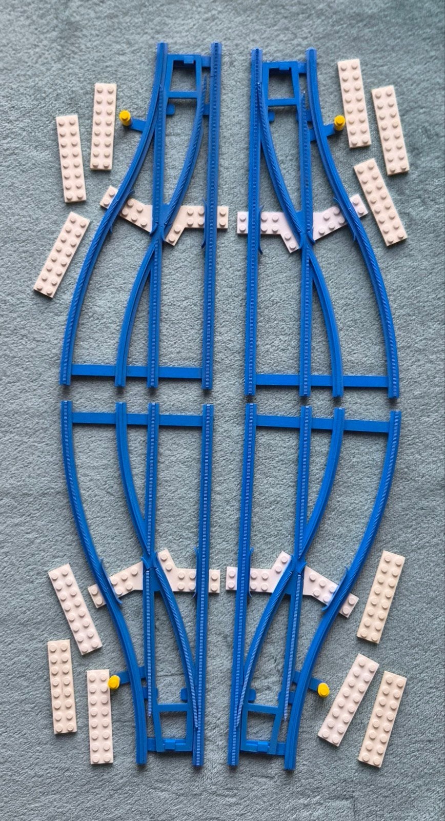 Lego trein 4,5 Volt rails wissels (2x links & 2x rechts), Kinderen en Baby's, Compleet, Gebruikt, Lego, Ophalen of Verzenden