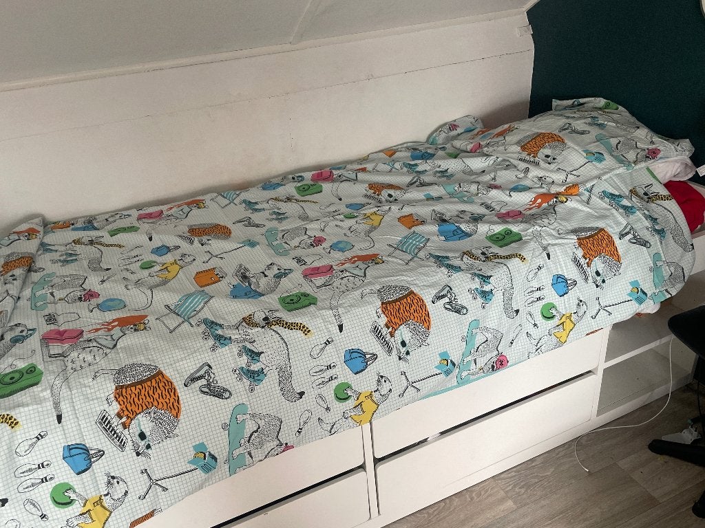 Dekbed hoes dieren 140 bij 200, Ophalen of Verzenden, Wit, Jongetje of Meisje, Dekbedovertrek