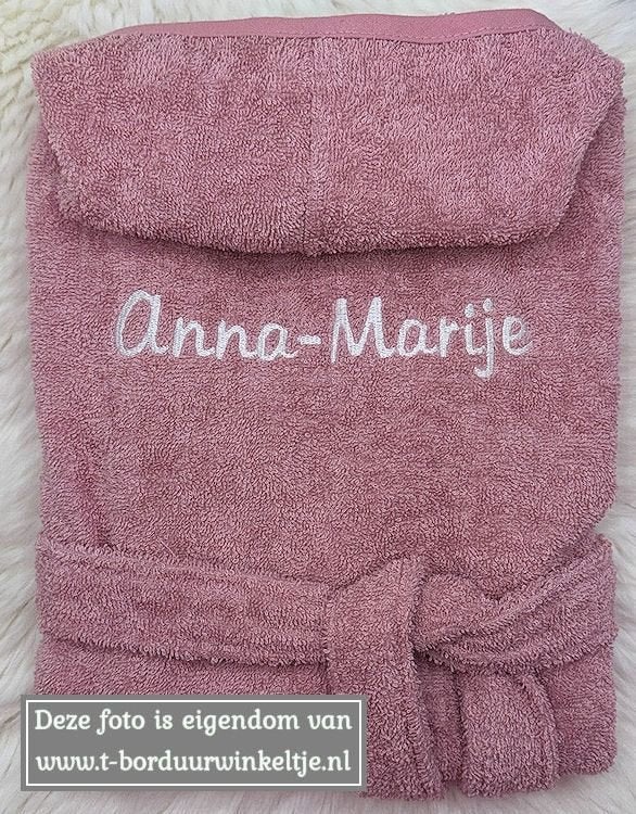Badjas Sandstone Pink geborduurd met naam (baby & kind), Ophalen of Verzenden, Nieuw, Kraamcadeau