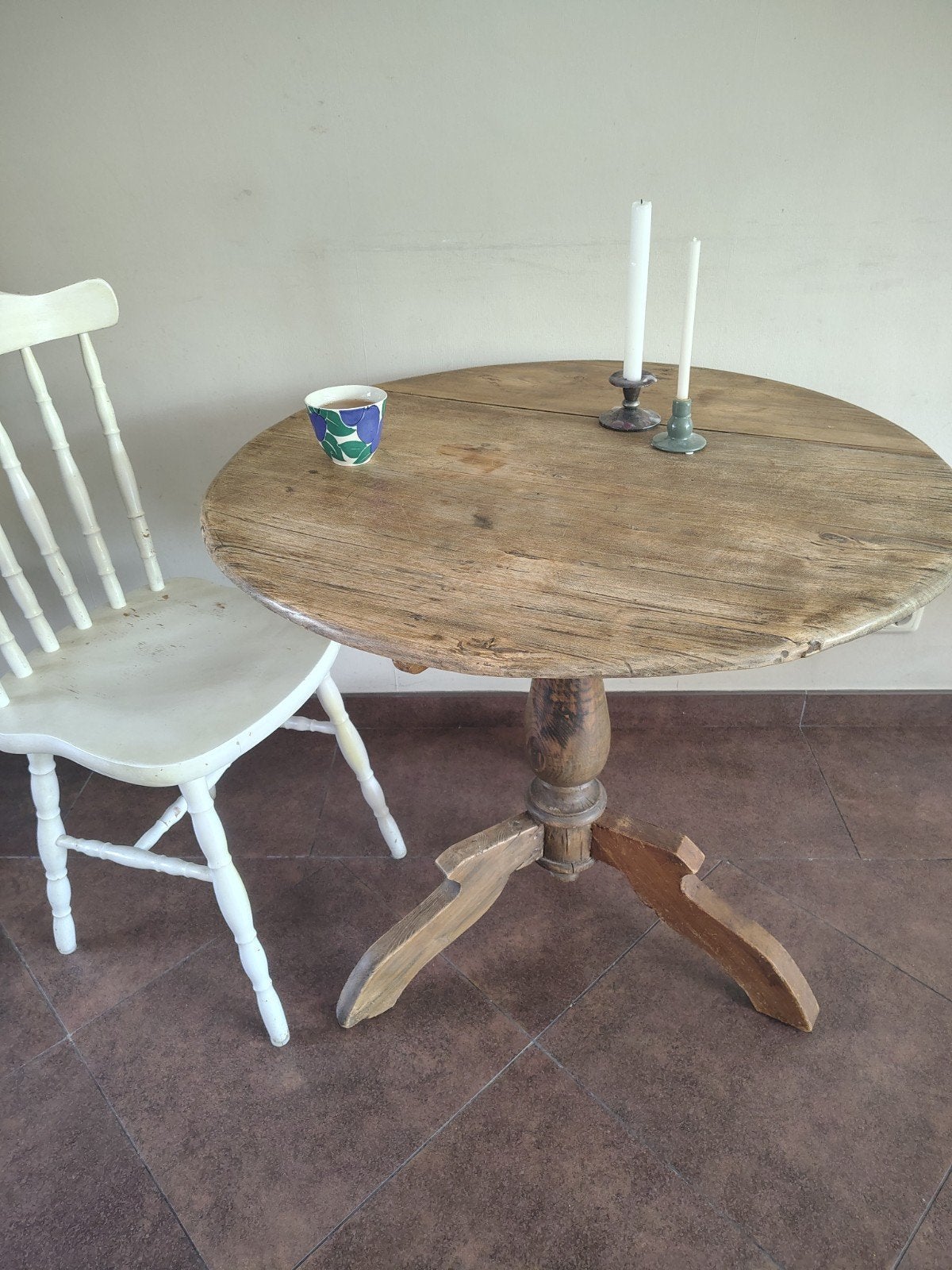antieke ronde tafel, Ophalen, Gebruikt, 50 tot 100 cm, Rond