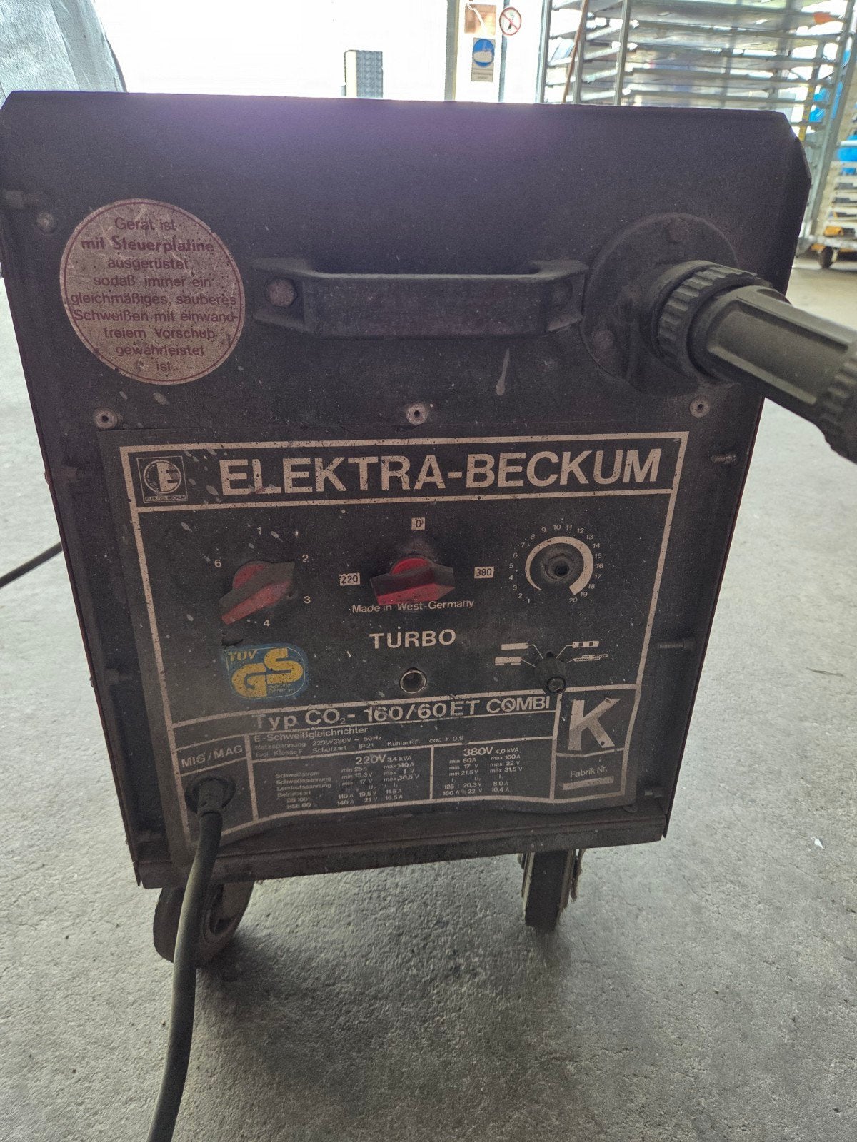 Elektra-Beckum CO2 lasapparaat 160/60ET Combi, Doe-het-zelf en Verbouw, Gereedschap | Lasapparaten, Ophalen, Gebruikt, 150 tot 250 ampère