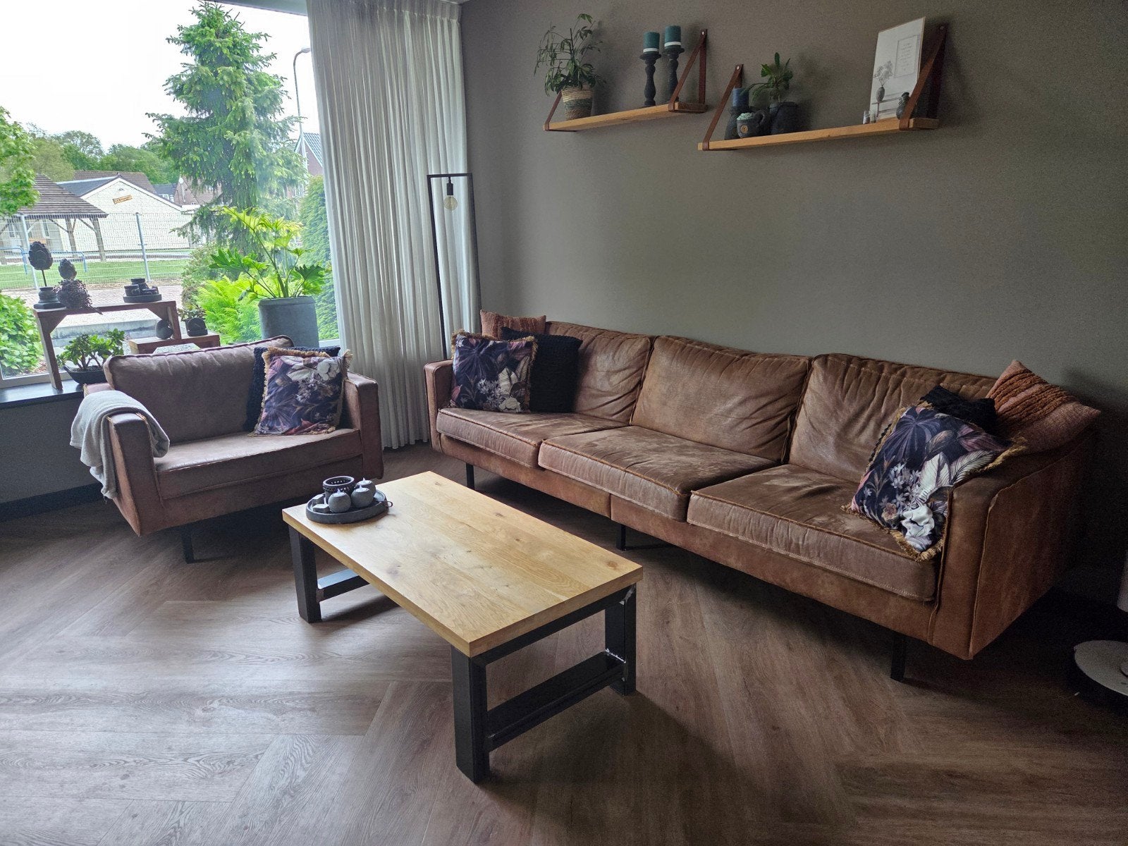 BePureHome 3 zitbank en loveseat, Ophalen, Gebruikt, Leer
