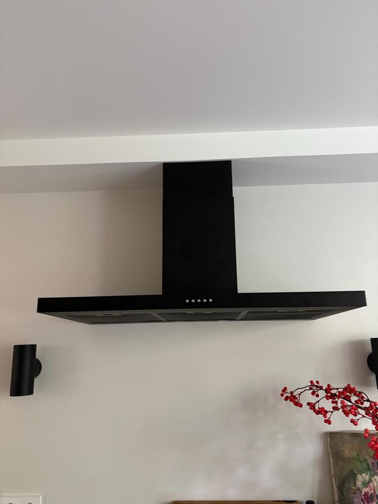 Zwarte Afzuigkap - strak design, Wandschouwkap, Nieuw, Ophalen of Verzenden, 600 tot 800 m³ per uur