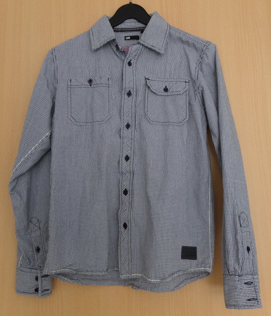 Zwart/ wit geruite katoenen blouse van WE maat 158/164, Kinderen en Baby's, Kinderkleding | Maat 158, Ophalen of Verzenden, Zo goed als nieuw